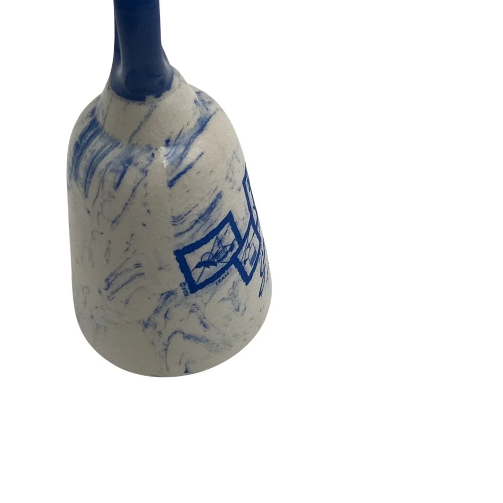 Vintage Gatlinburg Tennessee Souvenir Bell Blue White‎ Marble Ceramic